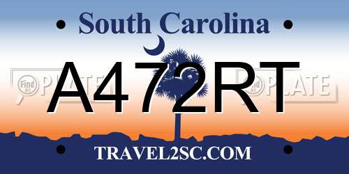A472RT South Carolina License Plate