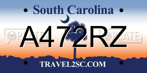 A472RZ South Carolina License Plate
