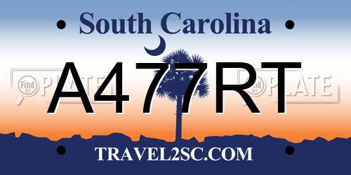 A477RT South Carolina License Plate