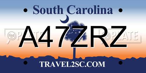 A47ZRZ South Carolina License Plate