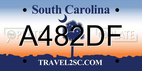 A482DF South Carolina License Plate