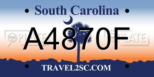 A4870F South Carolina License Plate