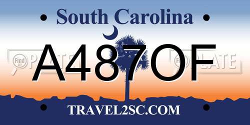 A487OF South Carolina License Plate
