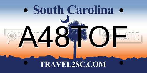 A48TOF South Carolina License Plate