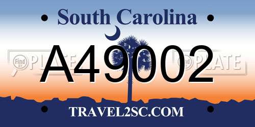 A49002 South Carolina License Plate