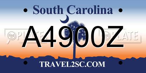 A4900Z South Carolina License Plate