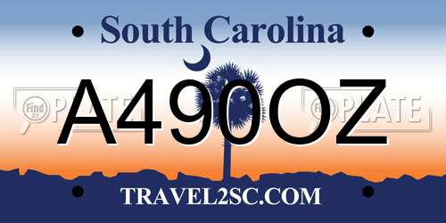 A490OZ South Carolina License Plate