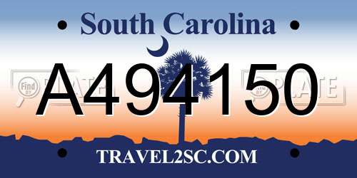 A494150 South Carolina License Plate
