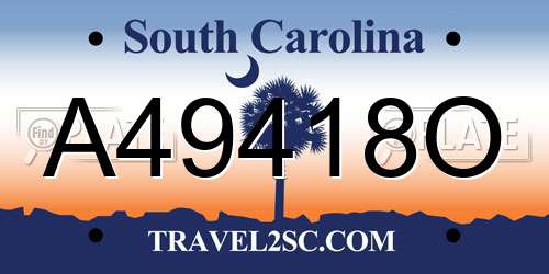 A49418O South Carolina License Plate