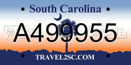 A499955 South Carolina License Plate