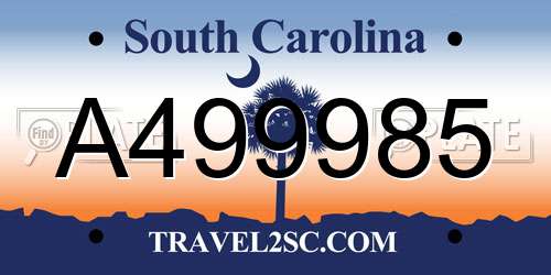 A499985 South Carolina License Plate