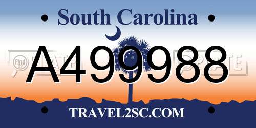 A499988 South Carolina License Plate