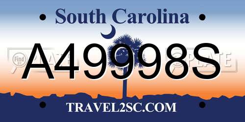 A49998S South Carolina License Plate