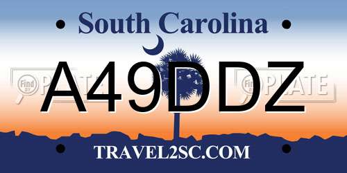 A49DDZ South Carolina License Plate