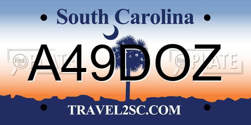 A49DOZ South Carolina License Plate