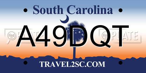 A49DQT South Carolina License Plate