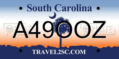 A49OOZ South Carolina License Plate
