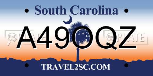 A49OQZ South Carolina License Plate