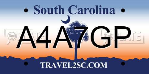 A4A7GP South Carolina License Plate