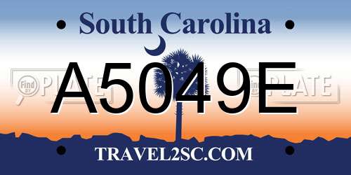 A5049E South Carolina License Plate