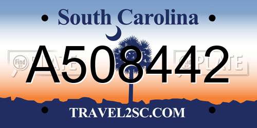 A508442 South Carolina License Plate