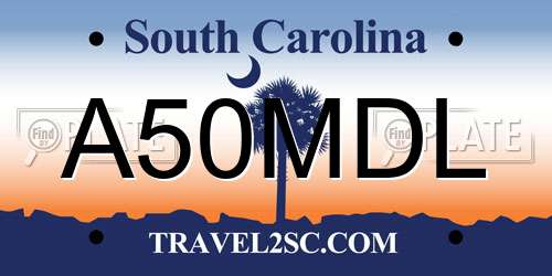 A50MDL South Carolina License Plate