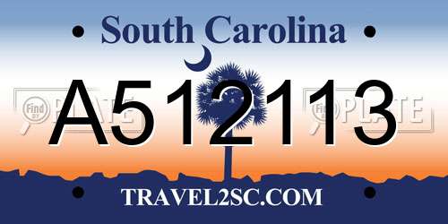 A512113 South Carolina License Plate