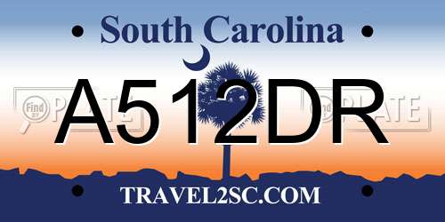 A512DR South Carolina License Plate