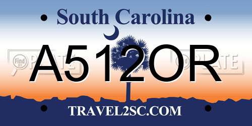 A512OR South Carolina License Plate
