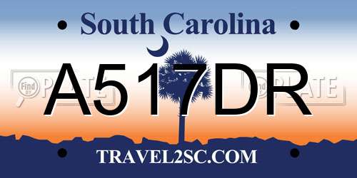 A517DR South Carolina License Plate