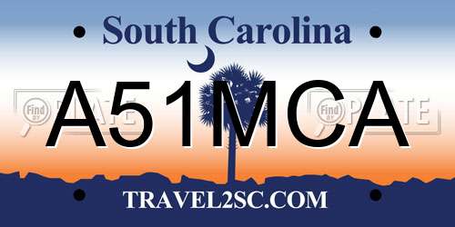 A51MCA South Carolina License Plate