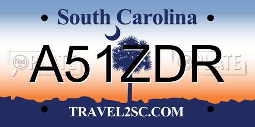 A51ZDR South Carolina License Plate
