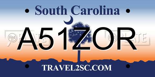 A51ZOR South Carolina License Plate