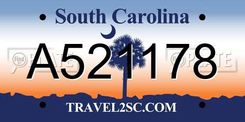 A521178 South Carolina License Plate