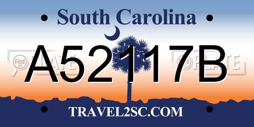 A52117B South Carolina License Plate