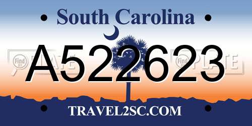 A522623 South Carolina License Plate