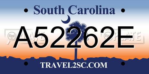 A52262E South Carolina License Plate
