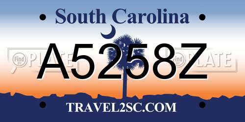 A5258Z South Carolina License Plate