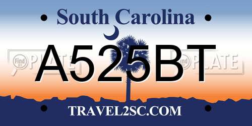 A525BT South Carolina License Plate