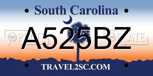 A525BZ South Carolina License Plate