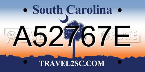 A52767E South Carolina License Plate