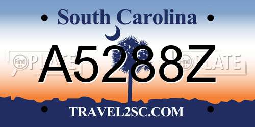 A5288Z South Carolina License Plate