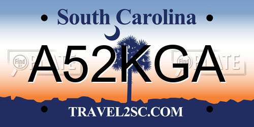 A52KGA South Carolina License Plate
