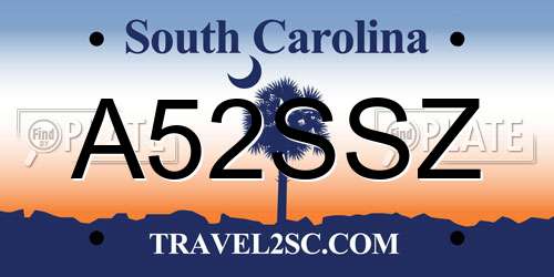A52SSZ South Carolina License Plate