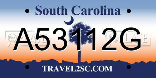 A53112G South Carolina License Plate