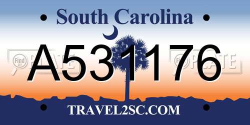 A531176 South Carolina License Plate