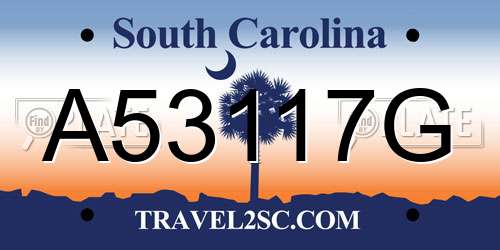 A53117G South Carolina License Plate