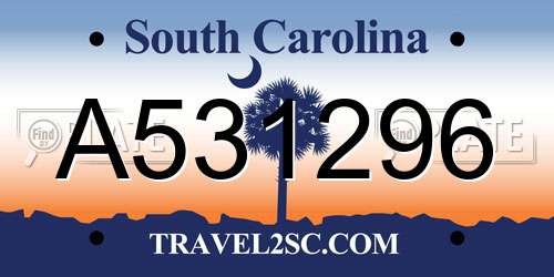 A531296 South Carolina License Plate
