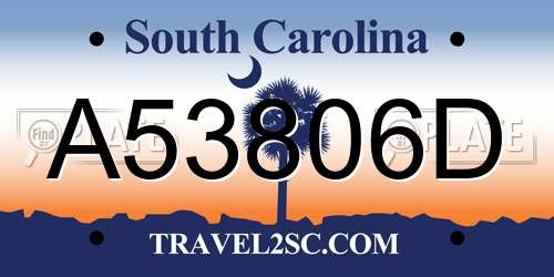 A53806D South Carolina License Plate