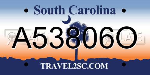 A53806O South Carolina License Plate
